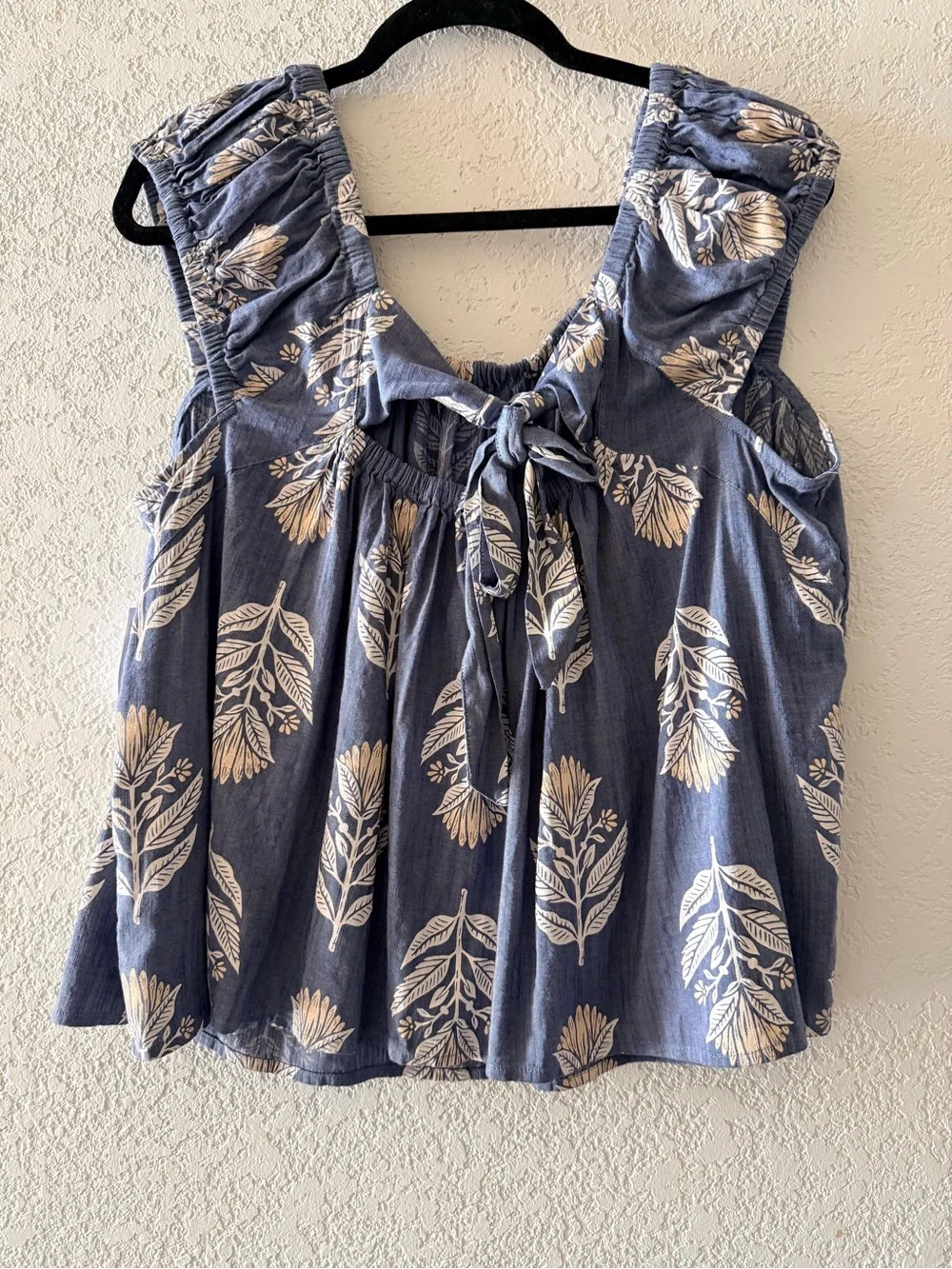 OLD NAVY Puff Sleeve Cutout Tie-Back Resort Swing Blouse Square Neckline Sz XL